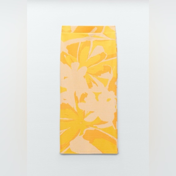 NWOT Zara Tropical Print Midi Skirt Size Large - Picture 2 of 9